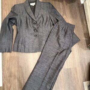 Le Suit Charcoal Pinstripe Pantsuit